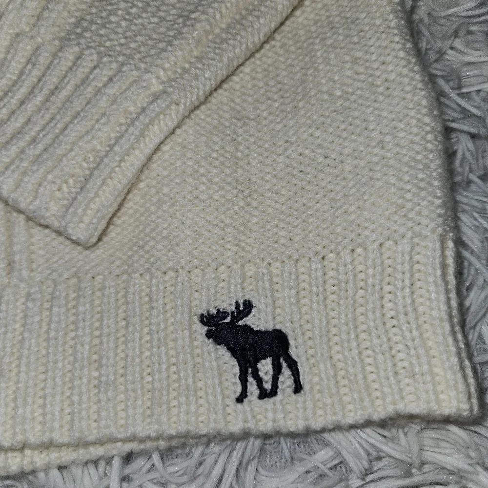 Vintage Abercrombie & Fitch Cable Knit Sweater Womens L Cream Ivory Crew Neck - Picture 6 of 12